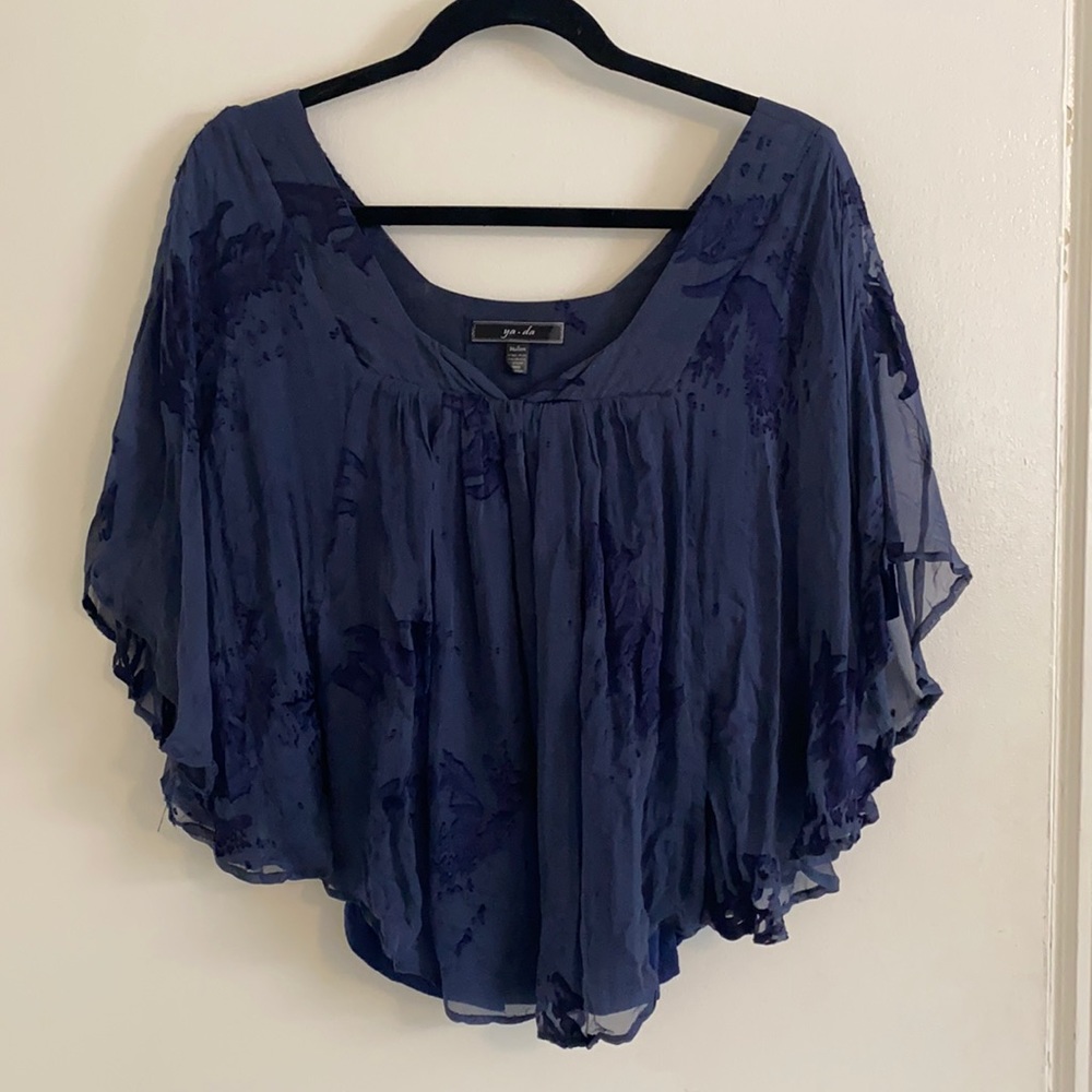 Flowy navy shirt - silk